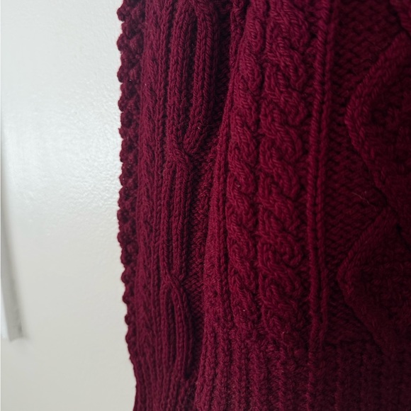 Vintage 70s Joseph F. Heron - Ardara Donegal Irish Handknit Wool Sweater Maroon - Picture 6 of 16